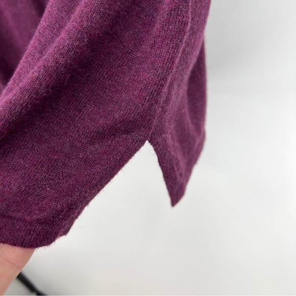 Akini Cowl-Neck Long Sleeves Drawstring Knit Purple Side Slit Pullover Sweater - Picture 5 of 11